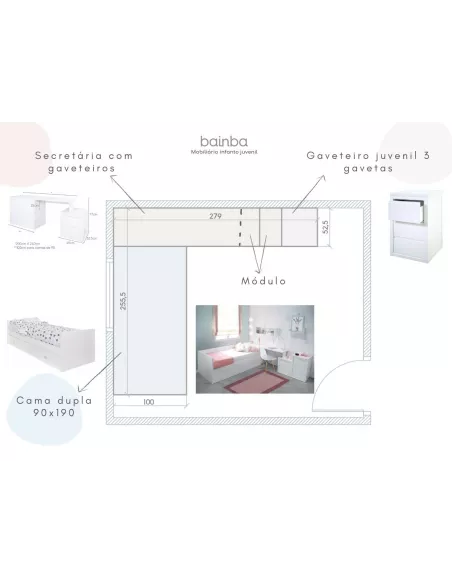 Planta de quarto completo juvenil Lineal