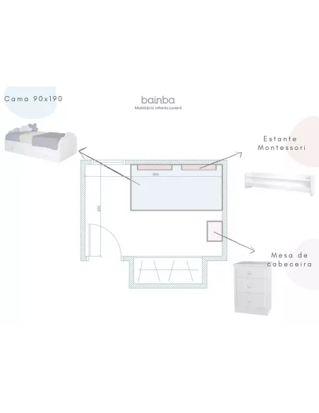 Projecto quarto Nuvem com cama dupla