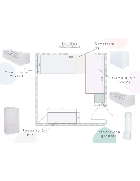 Projecto platna de quarto completo juvenil Lineal