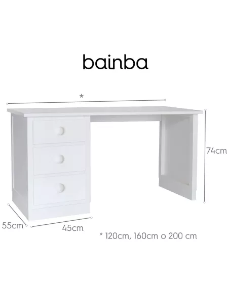 Medidas secretária com gaveteiro 