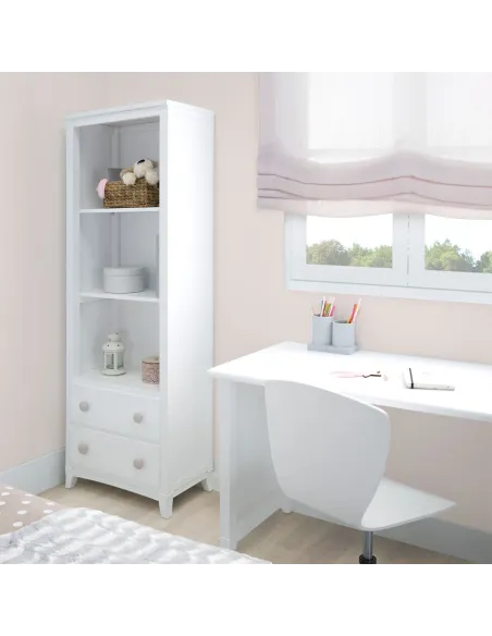 Estante biblioteca com gavetas para adolescentes