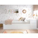 Cama para jovens com gavetas em branco liso - Baixa