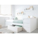 Cama para jovens com gavetas em branco liso - Baixa