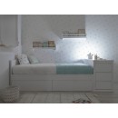 Cama para jovens com gavetas em branco liso - Baixa