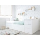 Cama para jovens com gavetas em branco liso - Baixa