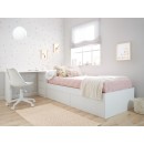 Cama para jovens com gavetas em branco liso - Baixa