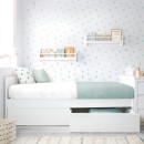 Cama para jovens com gavetas em branco liso - Baixa