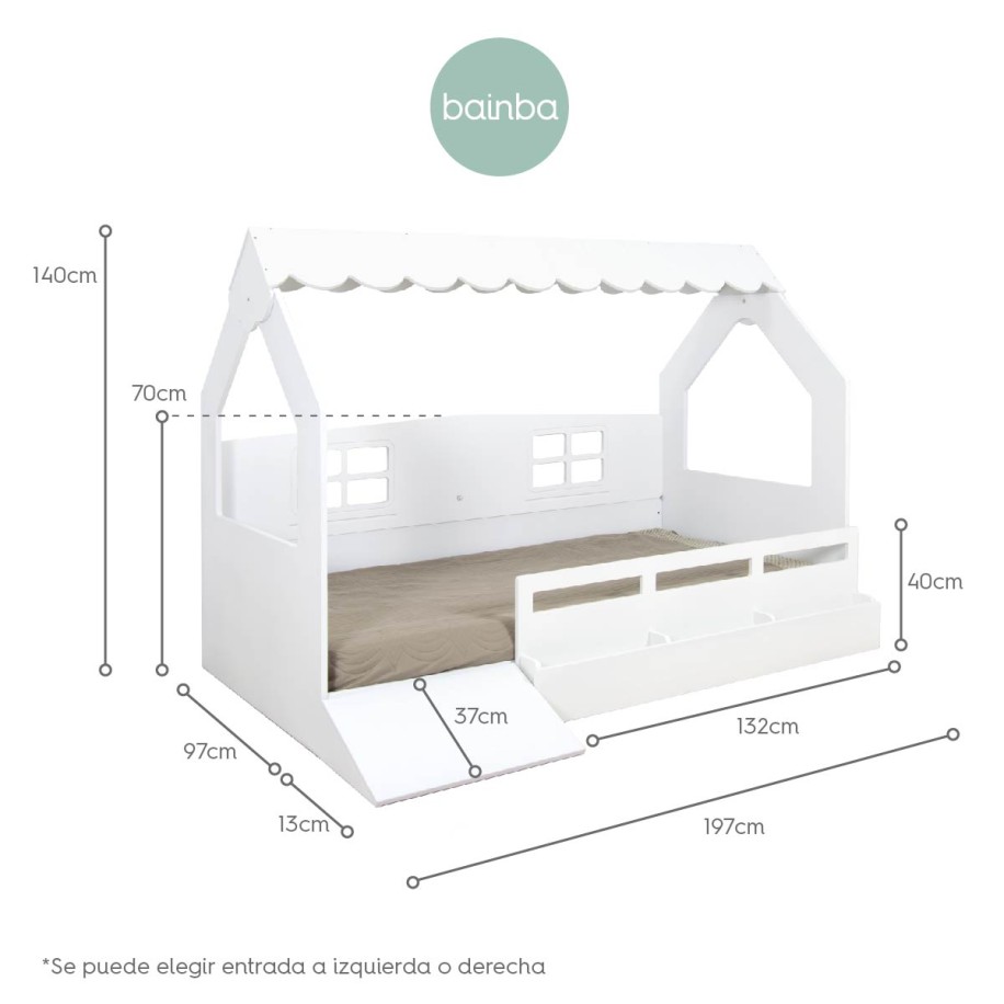 Cama Casinha Montessori com rampa e baú