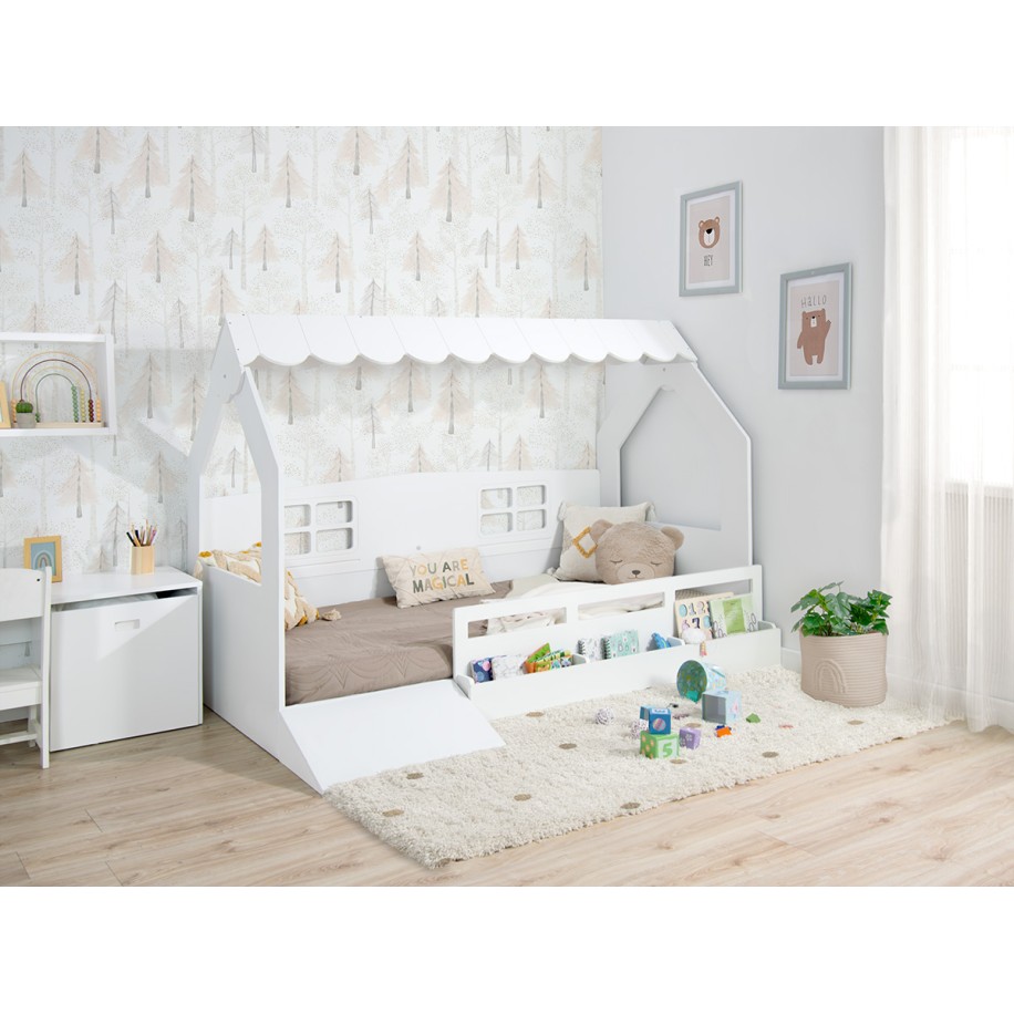 Cama Casinha Montessori com rampa e baú