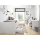 Cama compacta Lineal - Lacado branco com gavetas