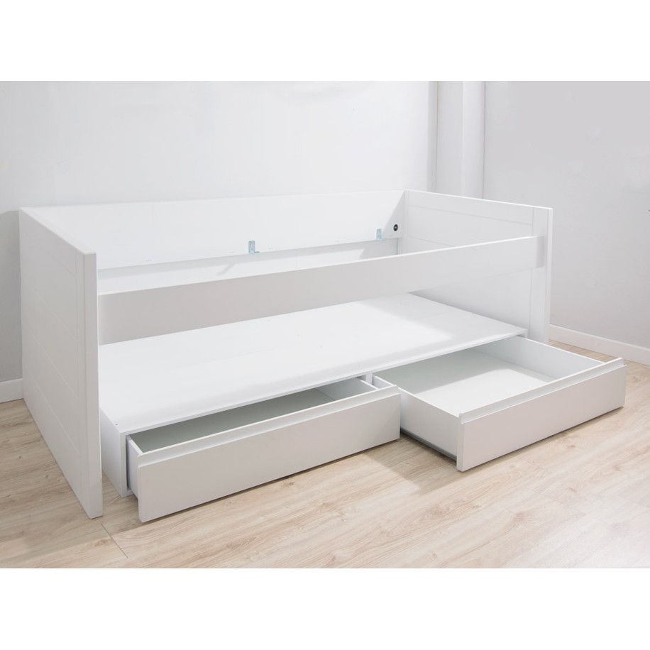 Cama compacta Lineal - Lacado branco com gavetas