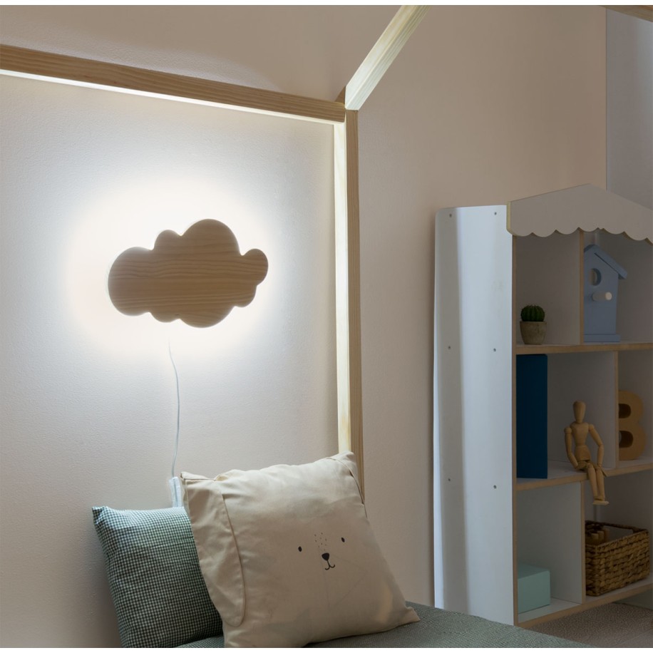 Candeeiro de parede LED infantil Nuvem Natural