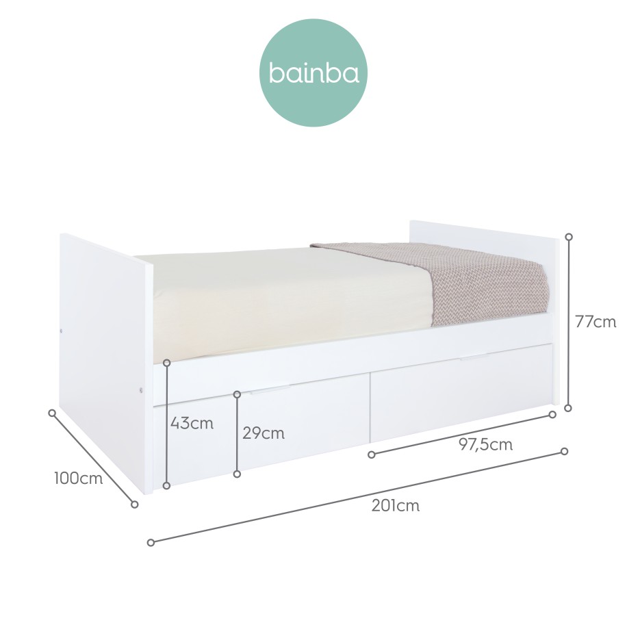 Cama de casal laminada branca 90 x 190