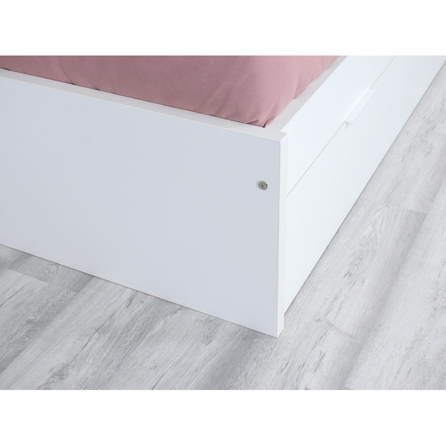 Cama de casal laminada branca 90 x 190 - Cabeceira baixa