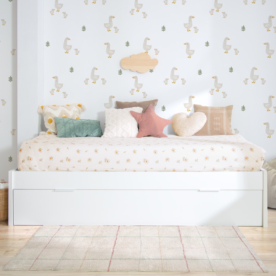 Cama de casal laminada branca - Baixa