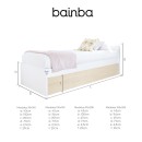 Cama de solteiro jovem de madeira branca e natural - Estrado baixo