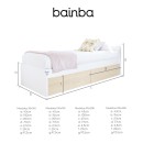 Cama jovem com gavetas em madeira branca e natural - Peseira baixa