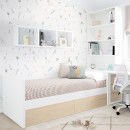Cama jovem com gavetas em madeira branca e natural - Lineal