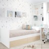 Cama jovem com gavetas em madeira branca e natural - Lineal