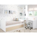 Cama jovem com gavetas em madeira branca e natural - Lineal