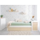 Cama juvenil linear com gavetas em madeira natural - Cabeceira baixa