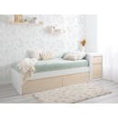 Cama juvenil linear com gavetas em madeira natural - Cabeceira baixa