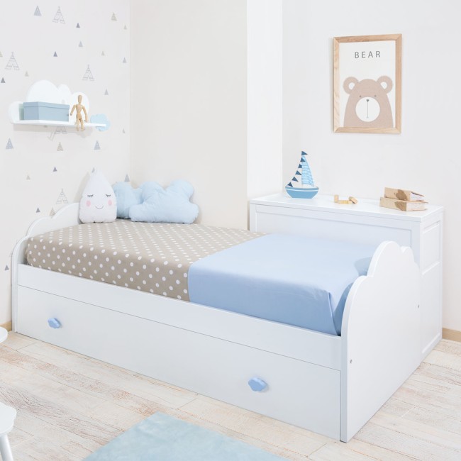 Cama infantil nuvem com 1 gaveta