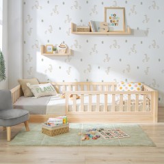 Cama Montessori madeira com barreira proteçao