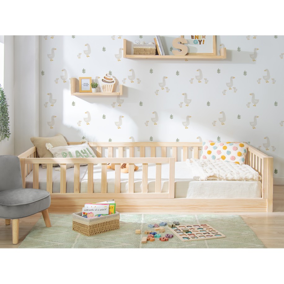 Cama Montessori madeira com barreira proteçao