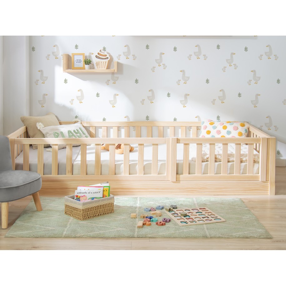 Cama Montessori madeira com barreira proteçao
