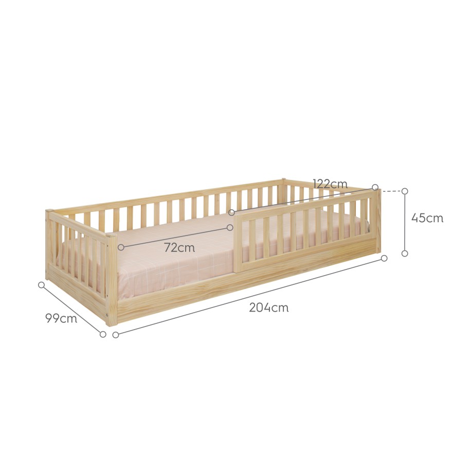 Cama Montessori madeira com barreira proteçao