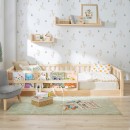 Cama montessori madeira com estante