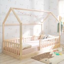 Cama casinha Montessori madeira com barreira de proteção