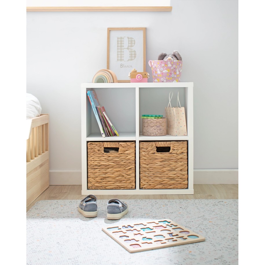 Estante de arrumação 4 compartimentos e 2 cestos