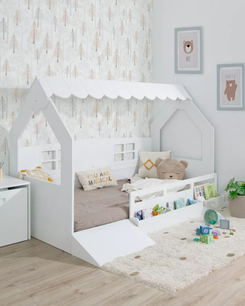 Cama Casinha Montessori com rampa e baú - Entrega gratuita