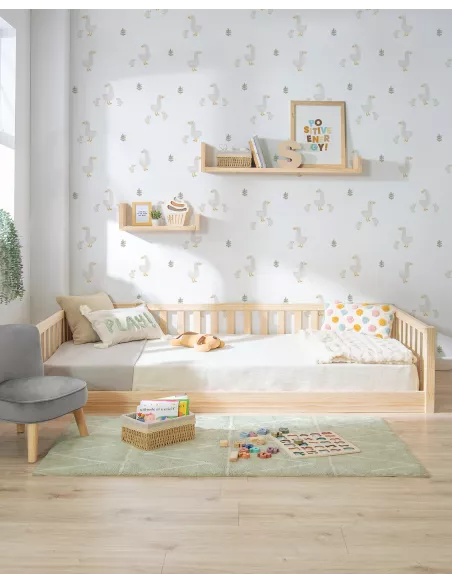 Cama montessori madeira com estante