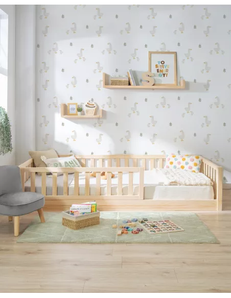 Cama Montessori madeira com barreira proteçao