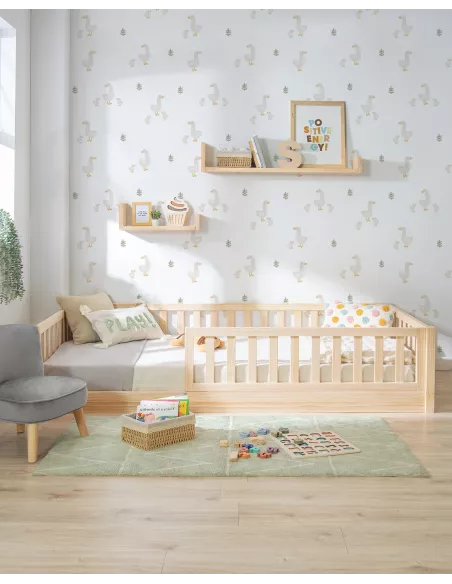 Cama Montessori madeira com barreira proteçao