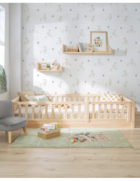 Cama Montessori madeira com barreira proteçao