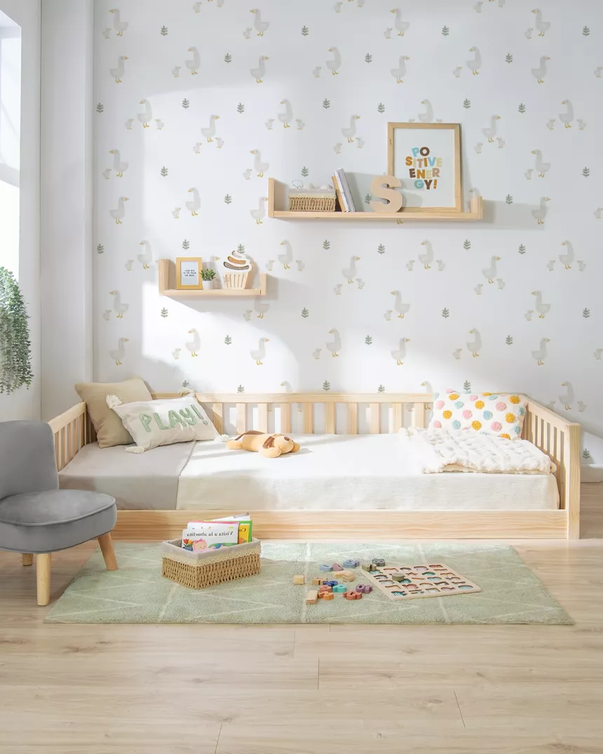 Cama Montessori madeira com barreira proteçao