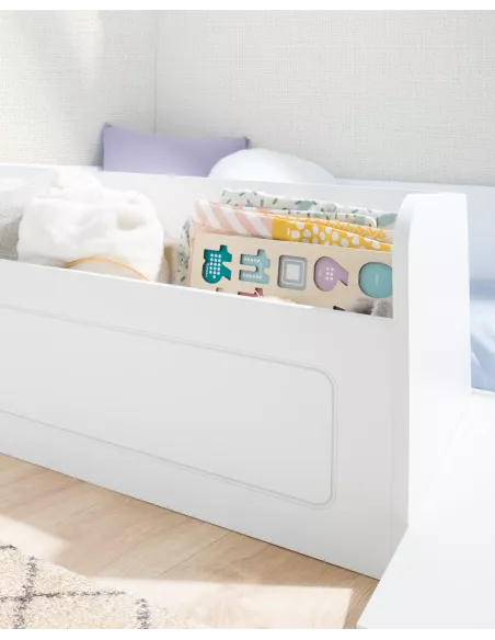 Cama Montessori Branca  com Rampa e Baú