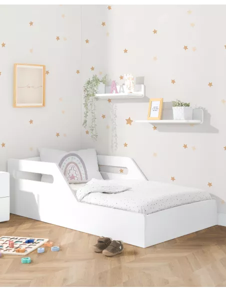 Cama baixa reta Montessori lacada a branco