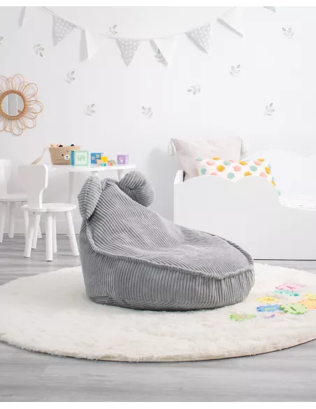 Puff infantil ursinho cinza