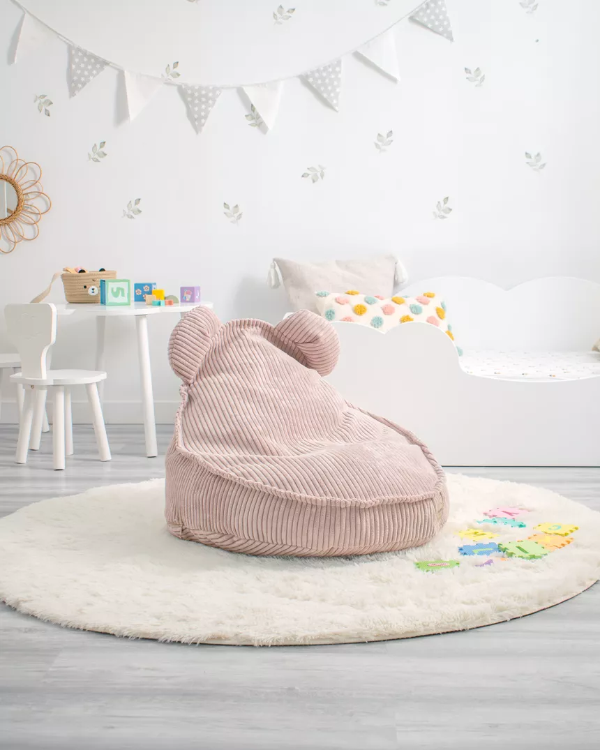 Puff infantil ursinho rosa