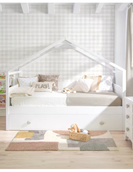 Cama dupla solteiro para criança Casinha Branca - Entrega gratuita.