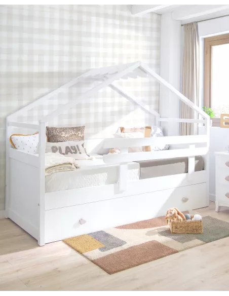 Cama dupla solteiro para criança Casinha Branca - Entrega gratuita.