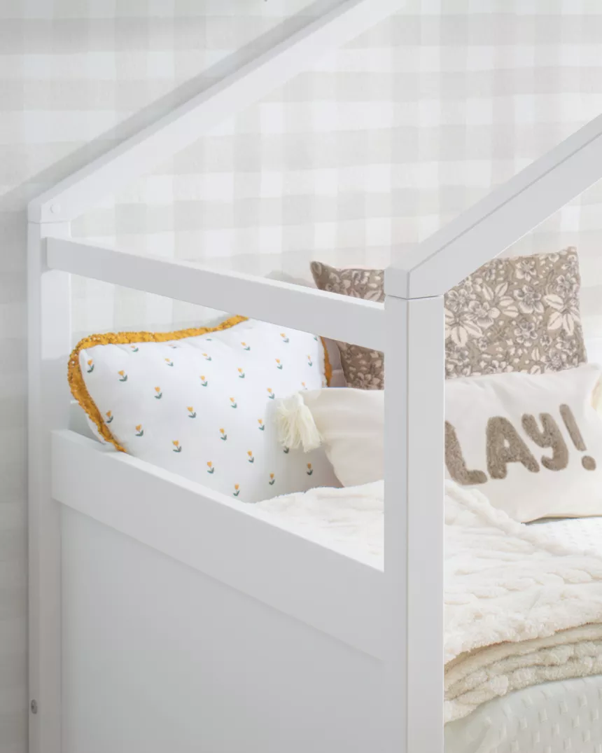 Cama dupla solteiro para criança Casinha Branca - Entrega gratuita.