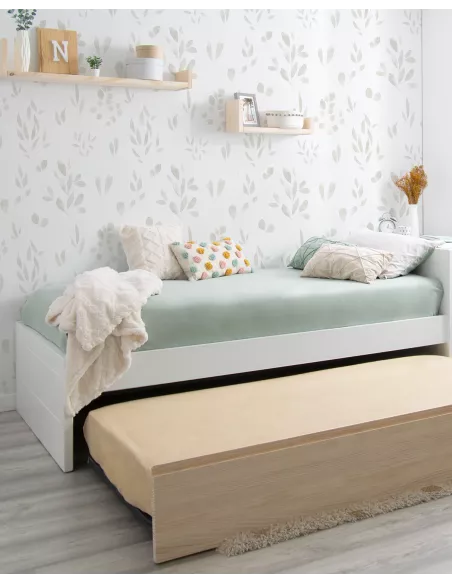 Cama dupla baixa Lineal em madeira natural