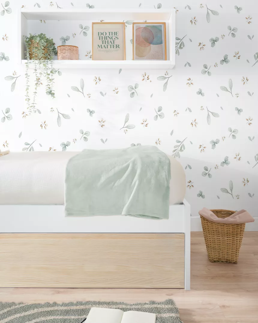 Cama dupla de madeira branca e natural | Cabeceiras altas