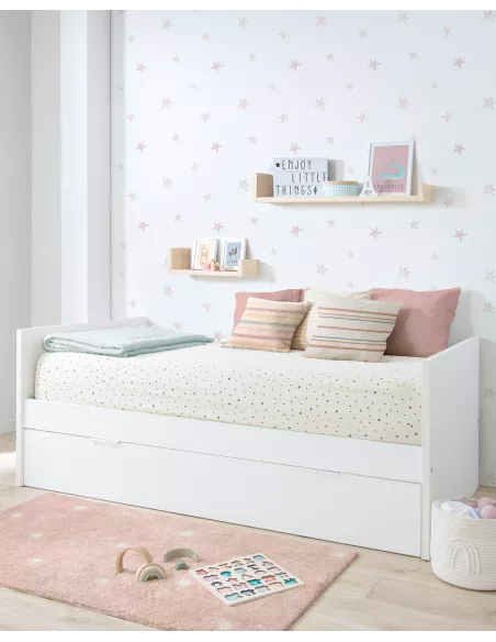 Cama dupla laminada branca 90 x 190